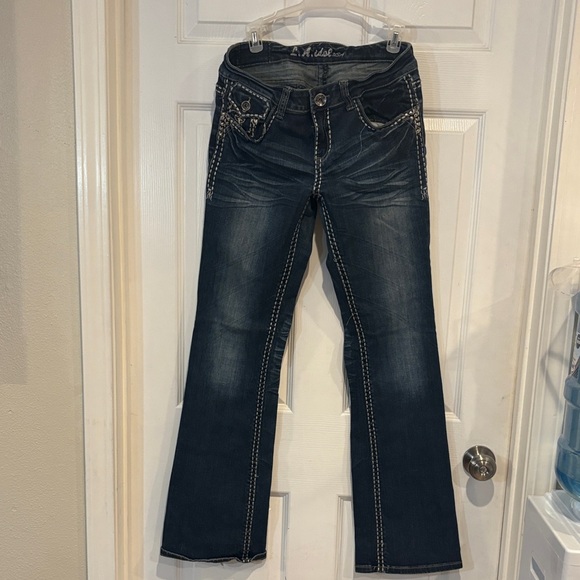 Miss Me Denim - Miss Me Dark Blue Boot Cut Jeans with Embellished Pockets